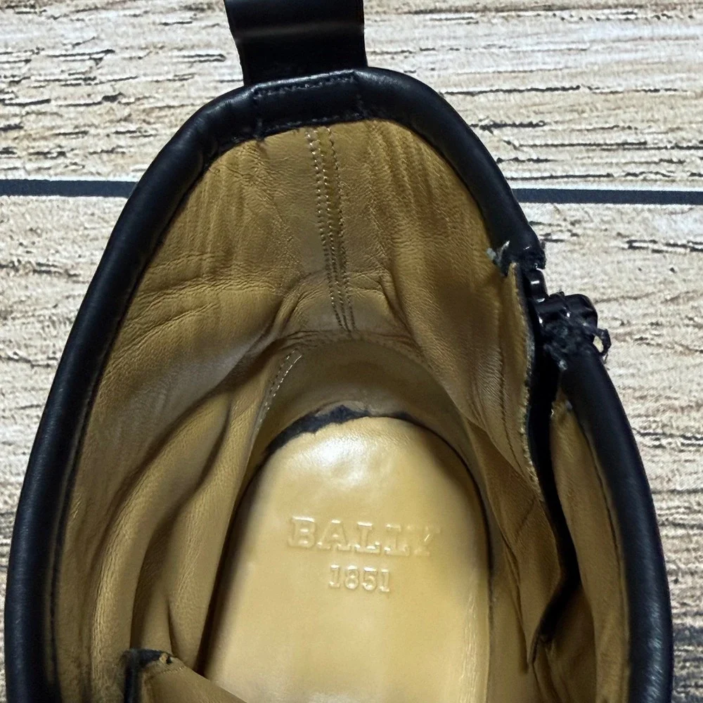 Bally Nokor Boots Men 10.5‎ D Black Leather Lace Up Side Zip Moc Toe Lug Sole